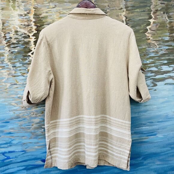 Caran New York Button Front Blouse Linen Sz 2X Roll Tabbed Sleeves Tunic VTG 2X - Picture 9 of 16